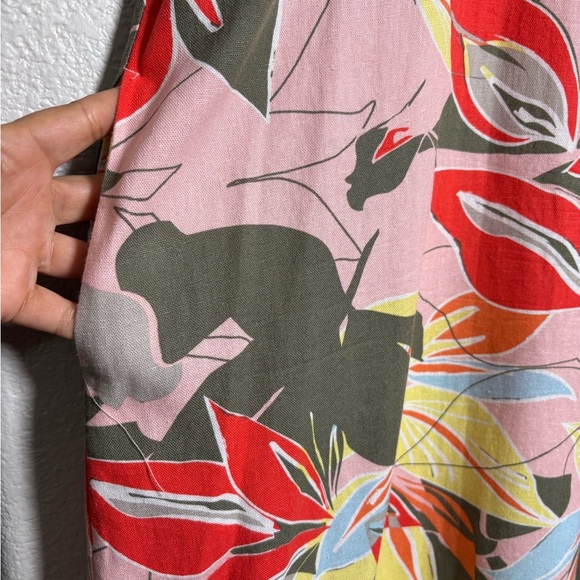 Soft Works Linen Blend Sleeveless Pink Floral, Tropical Dress w Pockets. XXL - Picture 2 of 10